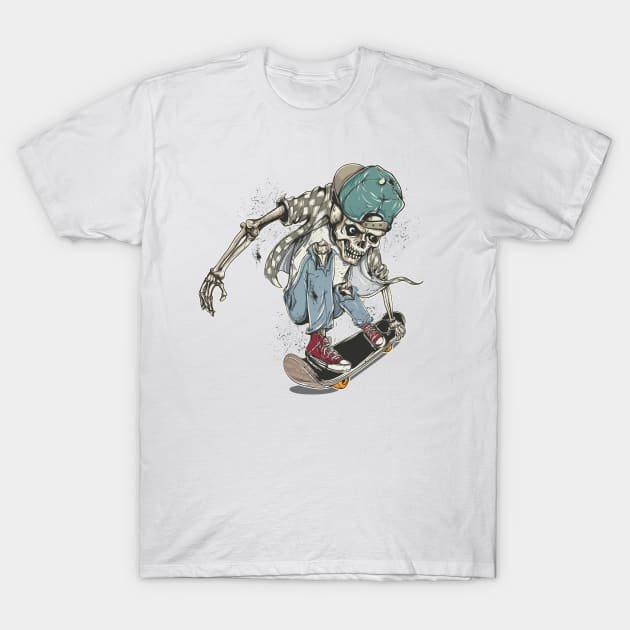 Halloween Skull Skate T-Shirt by attire zone